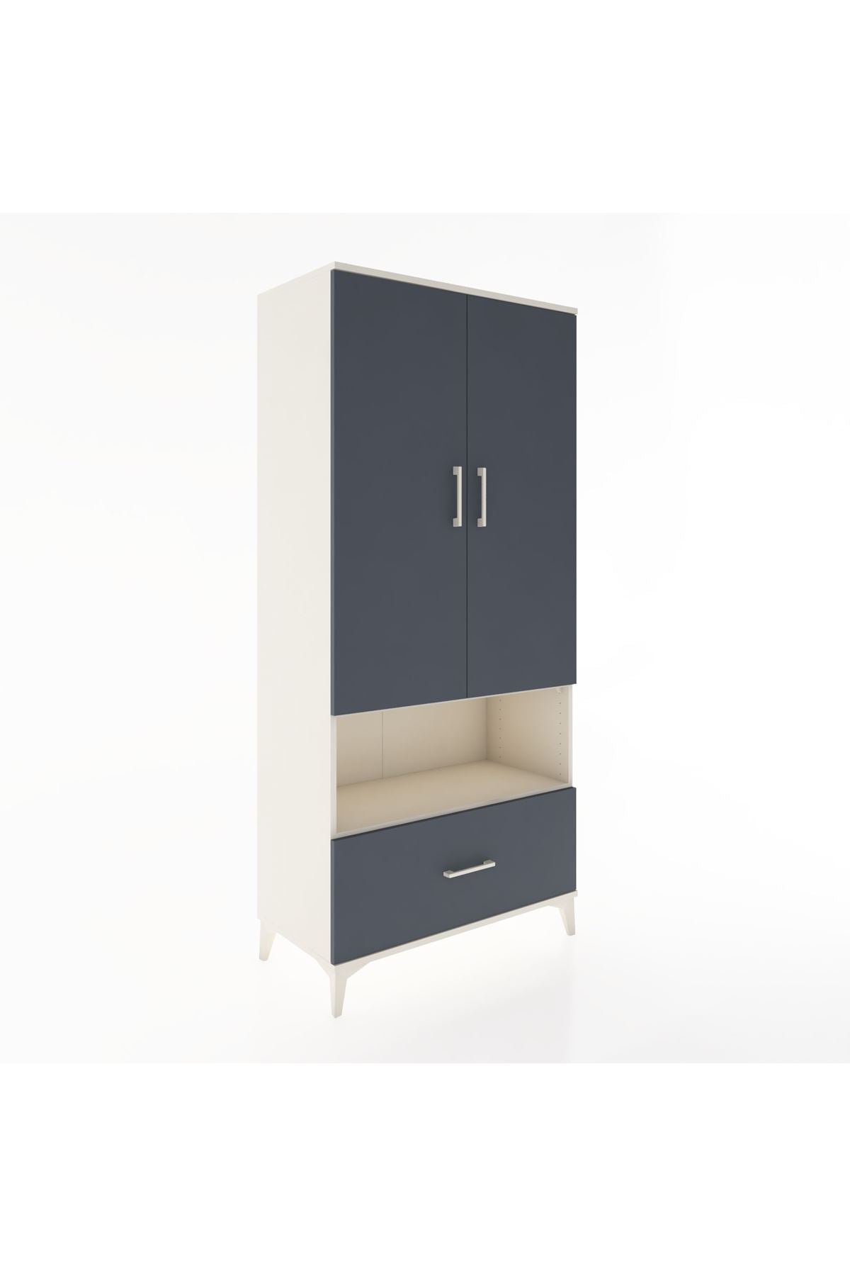 Hyperion Dolap 3 Raflı Tek Çekmeceli Tek Askılı 88x44x195 Aytaşı-Antrasit
