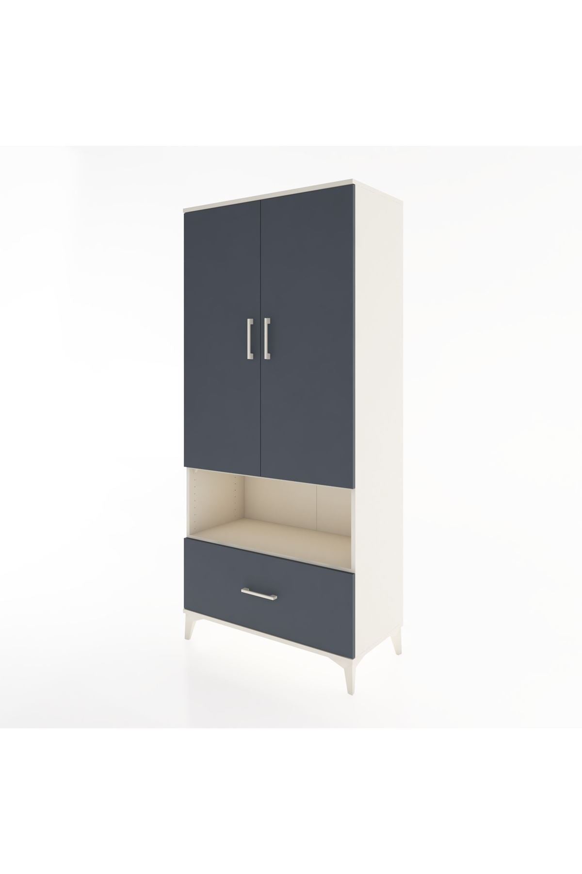 Hyperion Dolap 3 Raflı Tek Çekmeceli Tek Askılı 88x44x195 Aytaşı-Antrasit