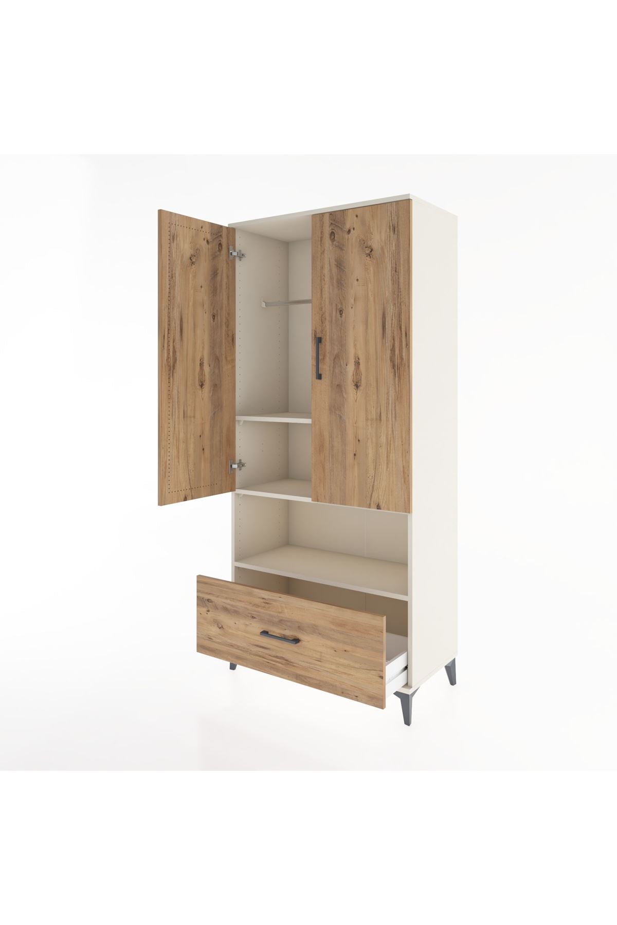 Hyperion Dolap 3 Raflı Tek Çekmeceli Tek Askılı 88x44x195 Aytaşı-Çam