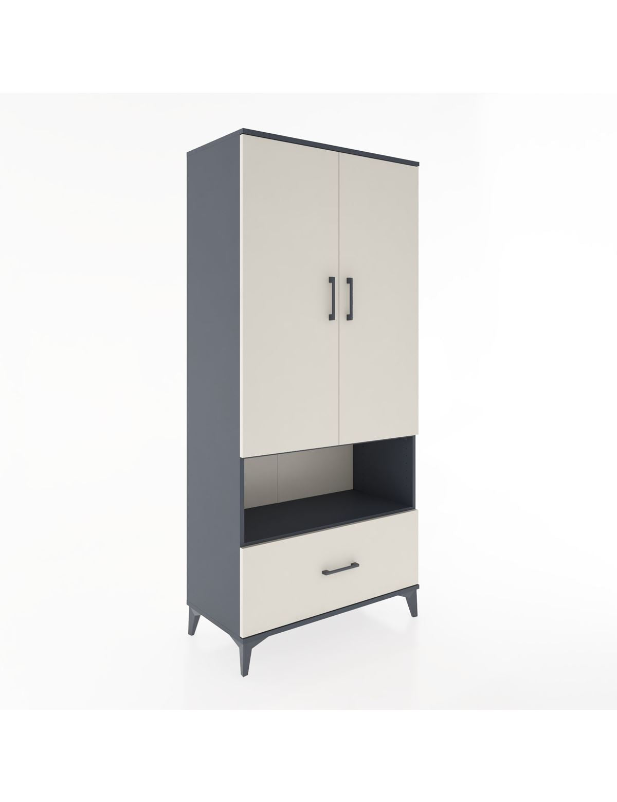 Hyperion Dolap 3 Raflı Tek Çekmeceli Tek Askılı 88x44x195 Antrasit-Aytaşı