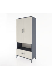 Hyperion Dolap 3 Raflı Tek Çekmeceli Tek Askılı 88x44x195 Antrasit-Aytaşı