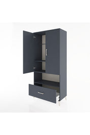 Hyperion Dolap 3 Raflı Tek Çekmeceli Tek Askılı 88x44x195 Antrasit-Antrasit
