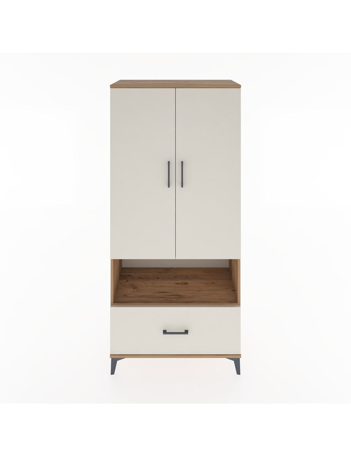 Hyperion Dolap 3 Raflı Tek Çekmeceli Tek Askılı 88x44x195 Çam-Aytaşı