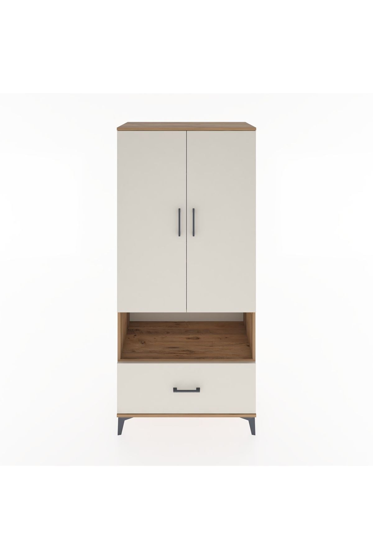 Hyperion Dolap 3 Raflı Tek Çekmeceli Tek Askılı 88x44x195 Çam-Aytaşı