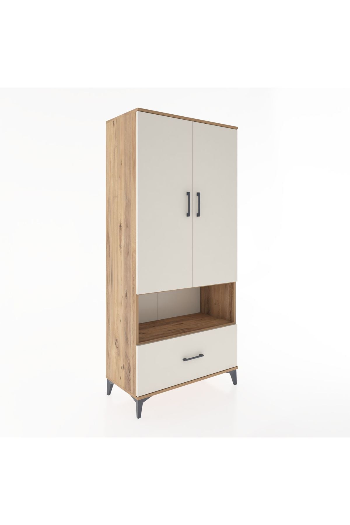 Hyperion Dolap 3 Raflı Tek Çekmeceli Tek Askılı 88x44x195 Çam-Aytaşı