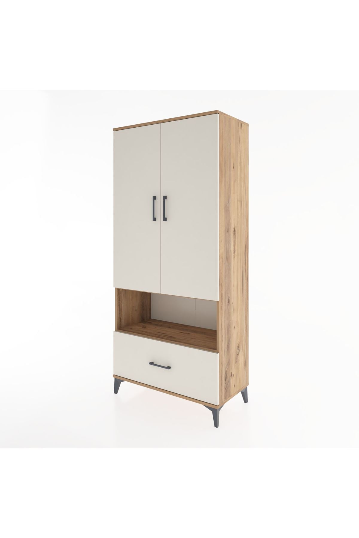 Hyperion Dolap 3 Raflı Tek Çekmeceli Tek Askılı 88x44x195 Çam-Aytaşı