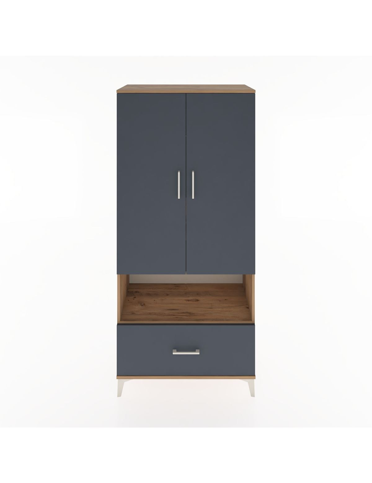 Hyperion Dolap 3 Raflı Tek Çekmeceli Tek Askılı 88x44x195 Çam-Antrasit