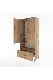 Hyperion Dolap 3 Raflı Tek Çekmeceli Tek Askılı 88x44x195 Çam-Çam