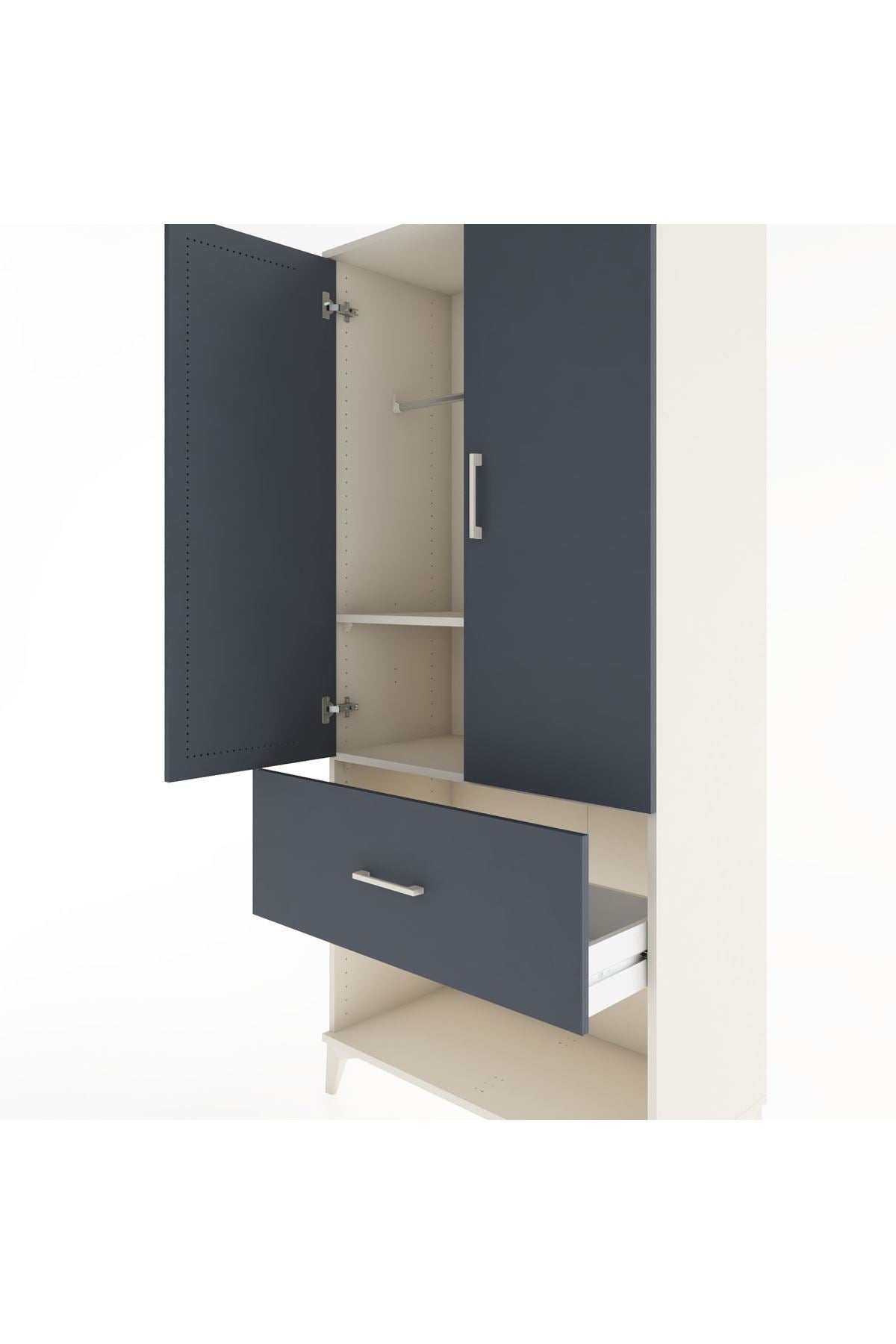 Hyperion Dolap 2 Raflı Tek Çekmeceli Tek Askılı 88x44x195 Aytaşı-Antrasit