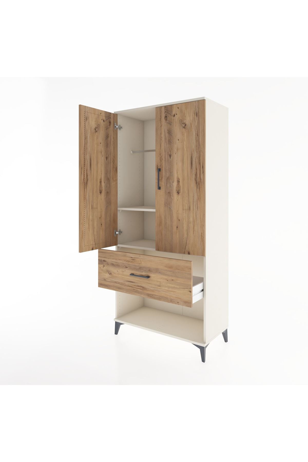 Hyperion Dolap 2 Raflı Tek Çekmeceli Tek Askılı 88x44x195 Aytaşı-Çam