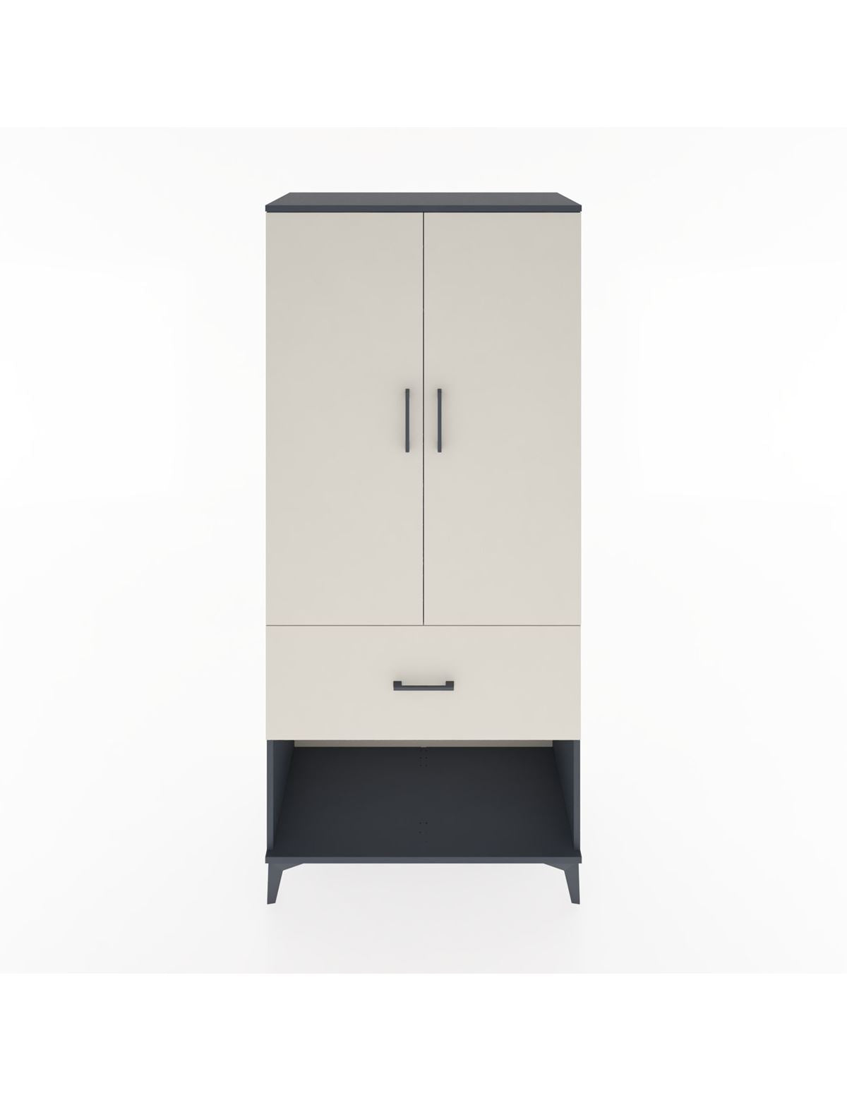 Hyperion Dolap 2 Raflı Tek Çekmeceli Tek Askılı 88x44x195 Antrasit-Aytaşı