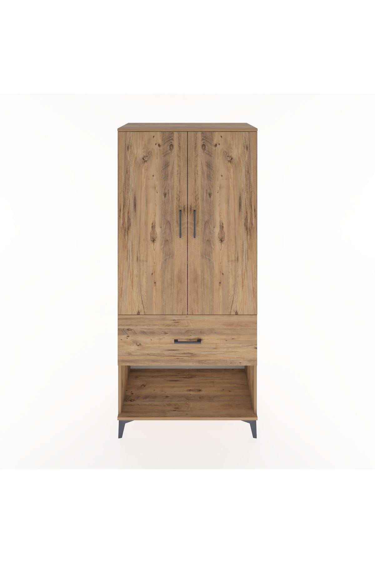 Hyperion Dolap 2 Raflı Tek Çekmeceli Tek Askılı 88x44x195 Çam-Çam