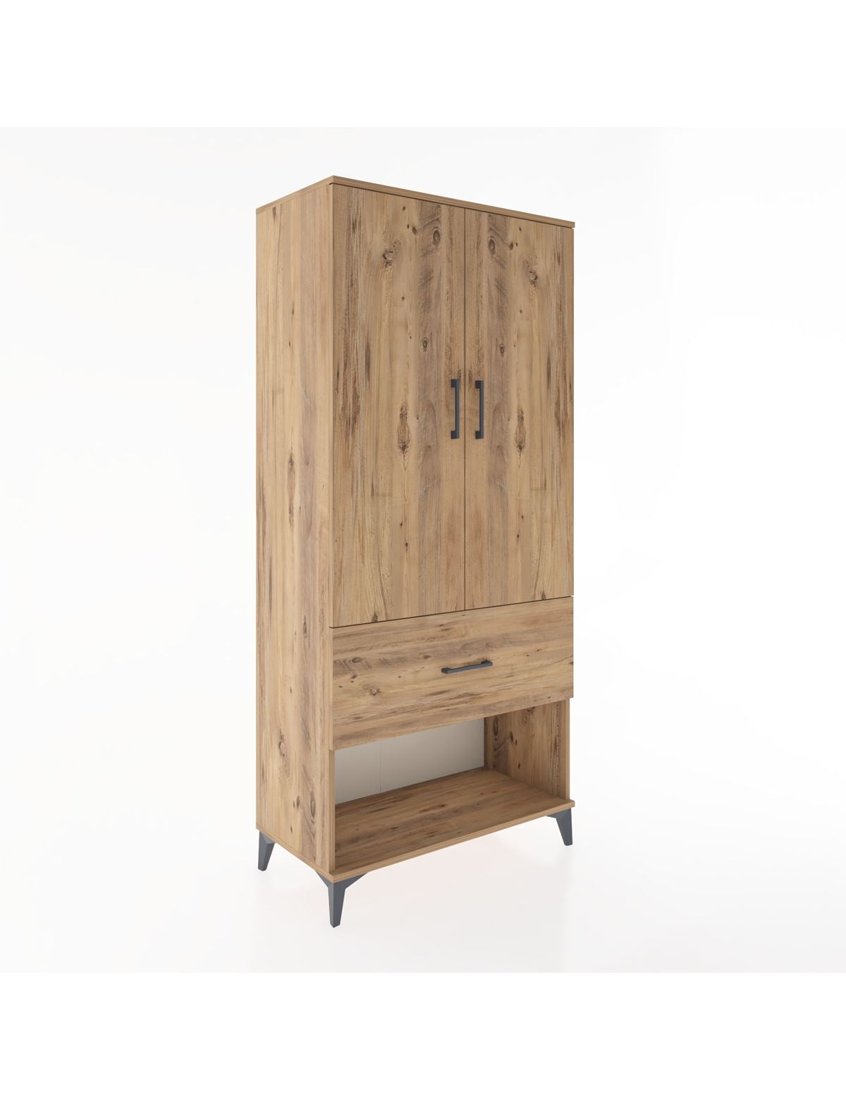 Hyperion Dolap 2 Raflı Tek Çekmeceli Tek Askılı 88x44x195 Çam-Çam