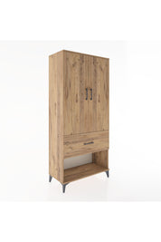 Hyperion Dolap 2 Raflı Tek Çekmeceli Tek Askılı 88x44x195 Çam-Çam