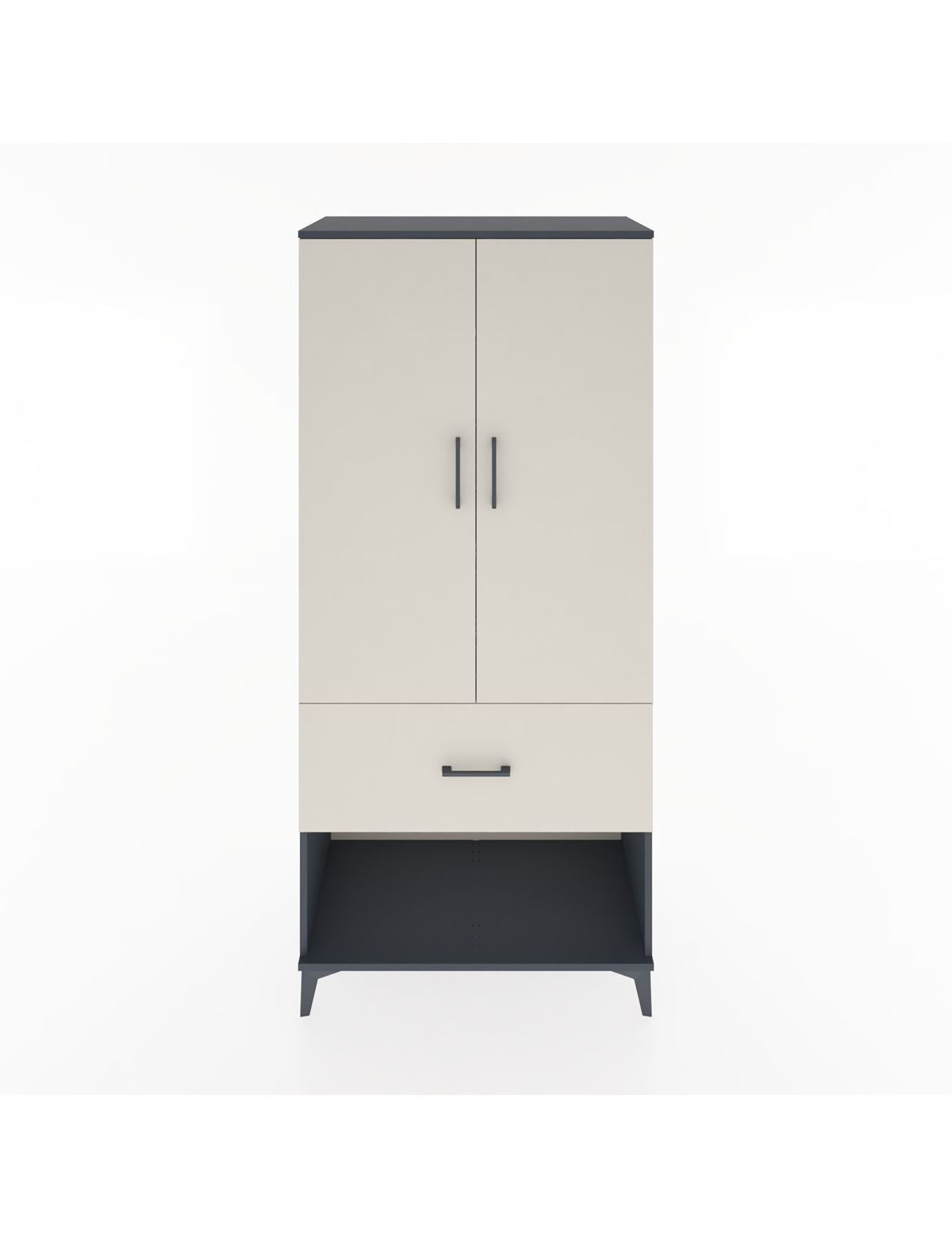 Hyperion Dolap 4 Raflı Tek Çekmeceli 2 Kapaklı 88x44x195 Antrasit-Aytaşı