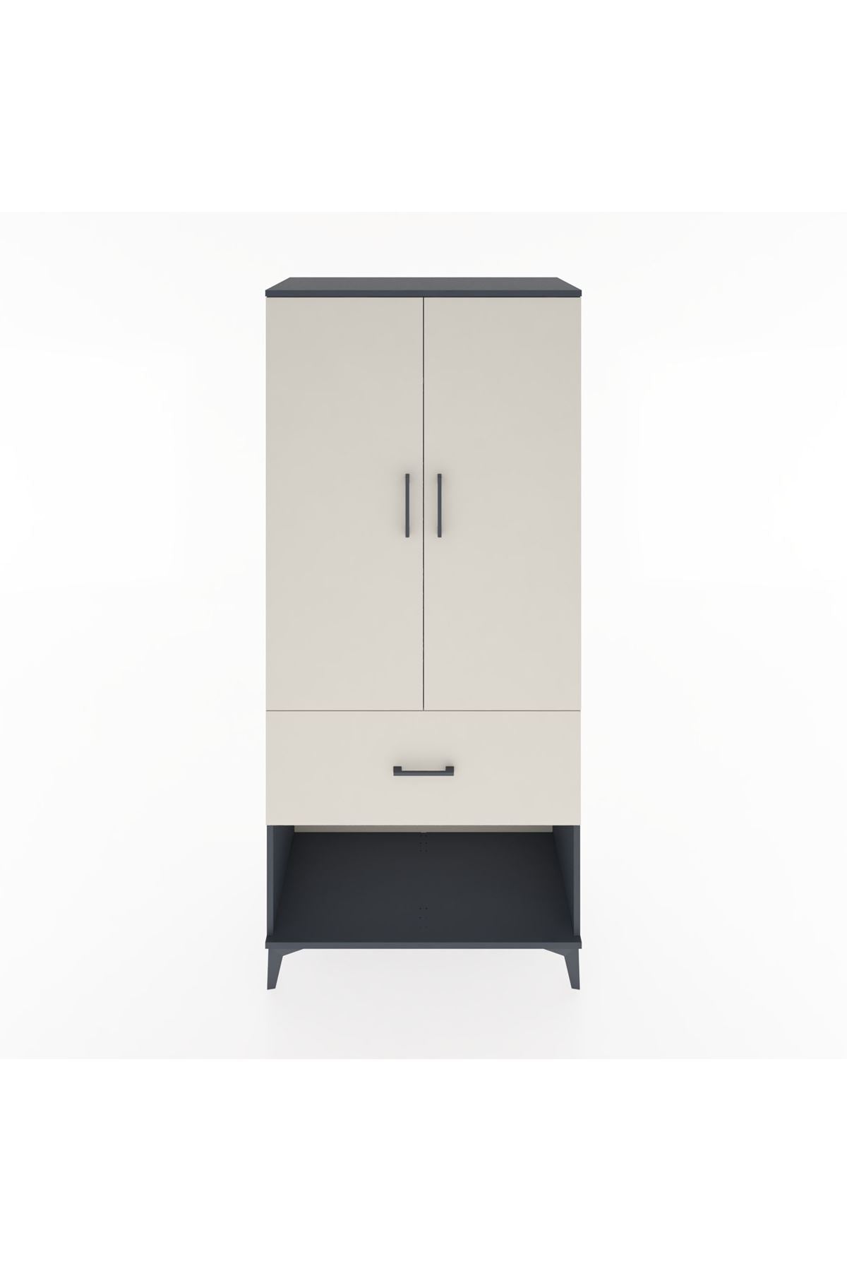 Hyperion Dolap 4 Raflı Tek Çekmeceli 2 Kapaklı 88x44x195 Antrasit-Aytaşı