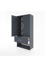 Hyperion Dolap 4 Raflı Tek Çekmeceli 2 Kapaklı 88x44x195 Antrasit-Antrasit
