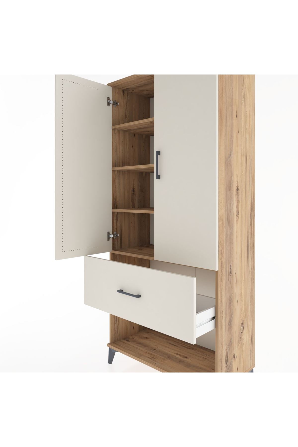 Hyperion Dolap 4 Raflı Tek Çekmeceli 2 Kapaklı 88x44x195 Çam-Aytaşı