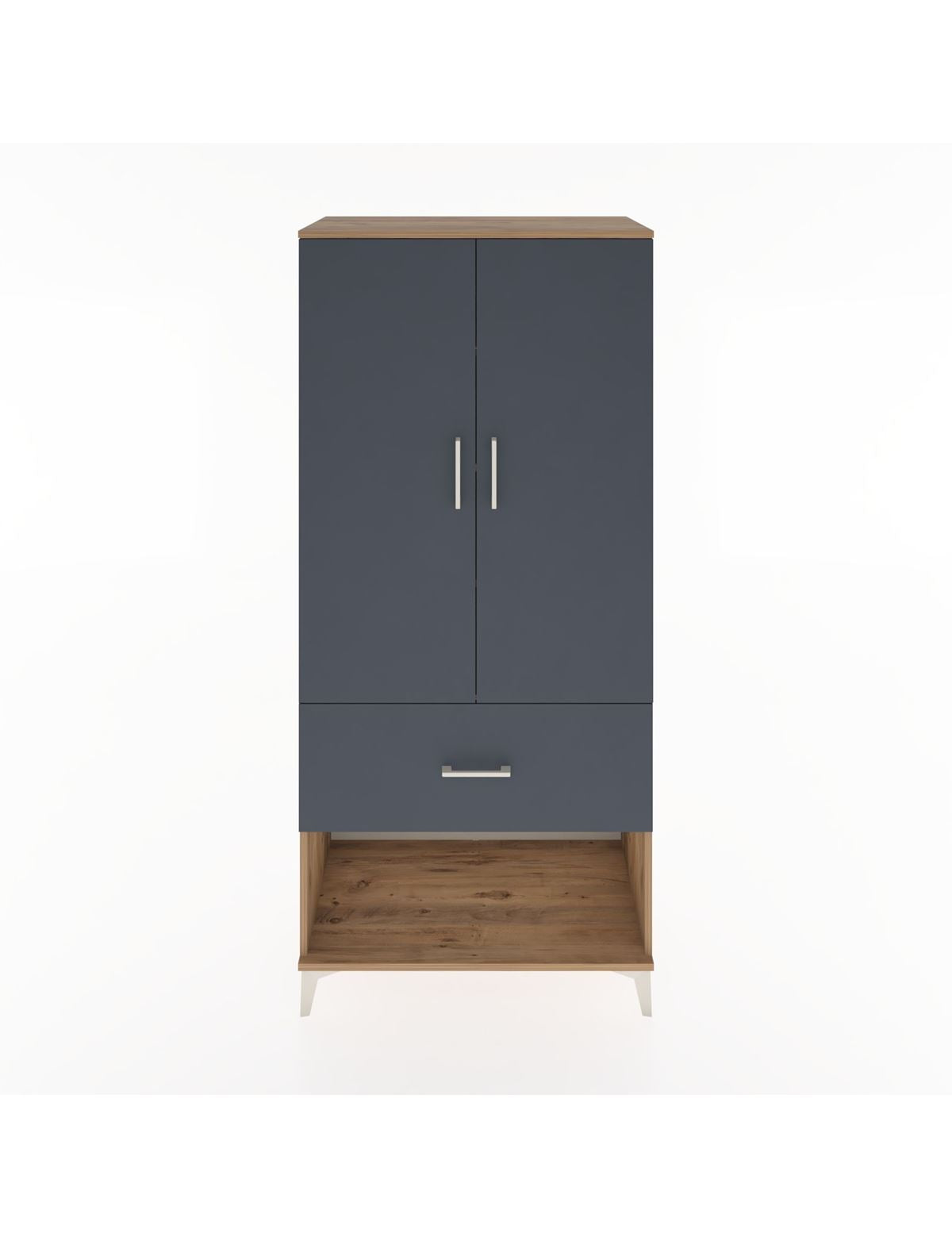 Hyperion Dolap 4 Raflı Tek Çekmeceli 2 Kapaklı 88x44x195 Çam-Antrasit