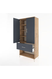 Hyperion Dolap 4 Raflı Tek Çekmeceli 2 Kapaklı 88x44x195 Çam-Antrasit