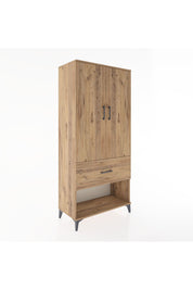 Hyperion Dolap 4 Raflı Tek Çekmeceli 2 Kapaklı 88x44x195 Çam-Çam