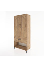 Hyperion Dolap 4 Raflı Tek Çekmeceli 2 Kapaklı 88x44x195 Çam-Çam