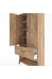Hyperion Dolap 4 Raflı Tek Çekmeceli 2 Kapaklı 88x44x195 Çam-Çam