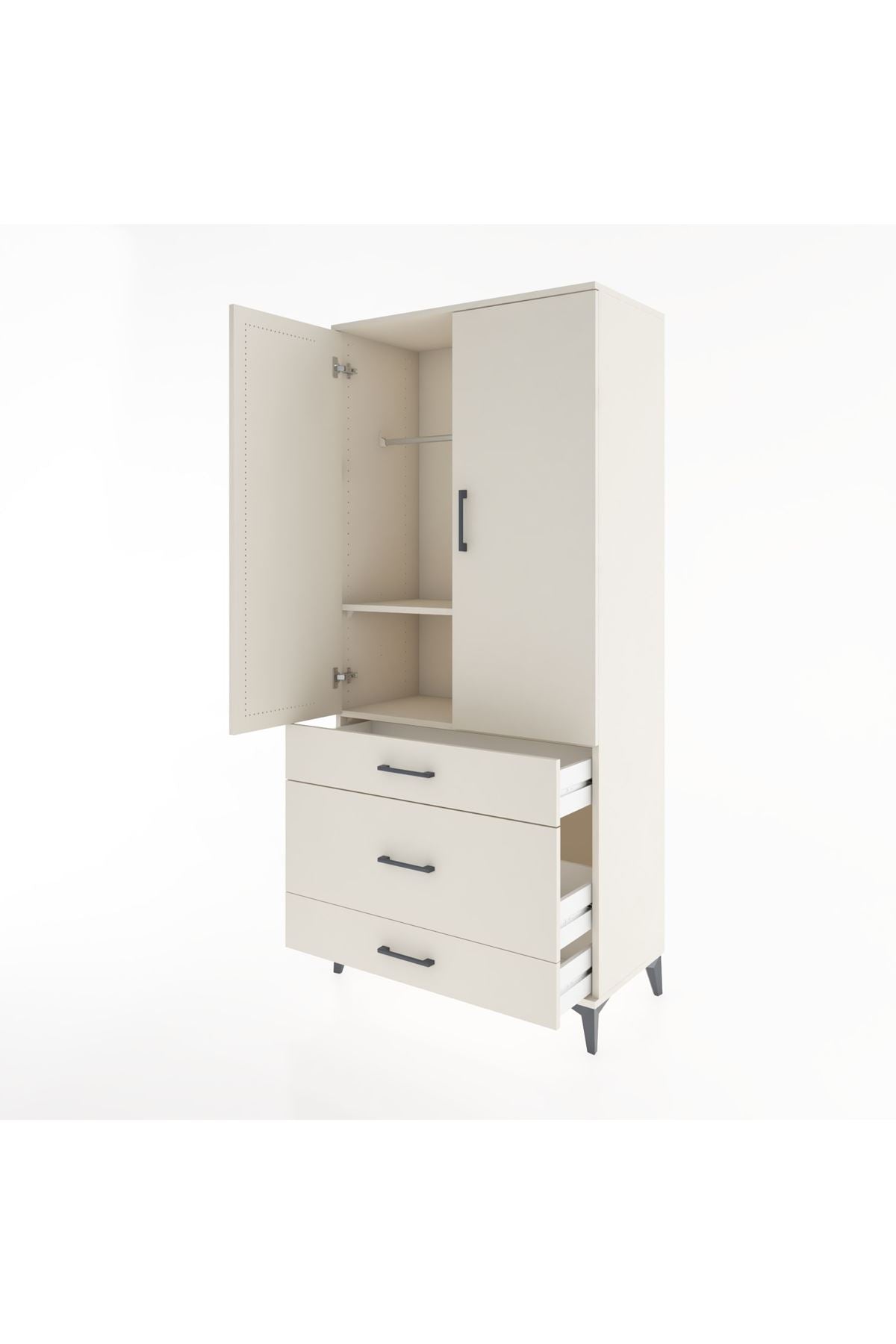 Hyperion Dolap 2 Raflı 3 Çekmeceli Tek Askılı 88x44x195 Aytaşı-Aytaşı