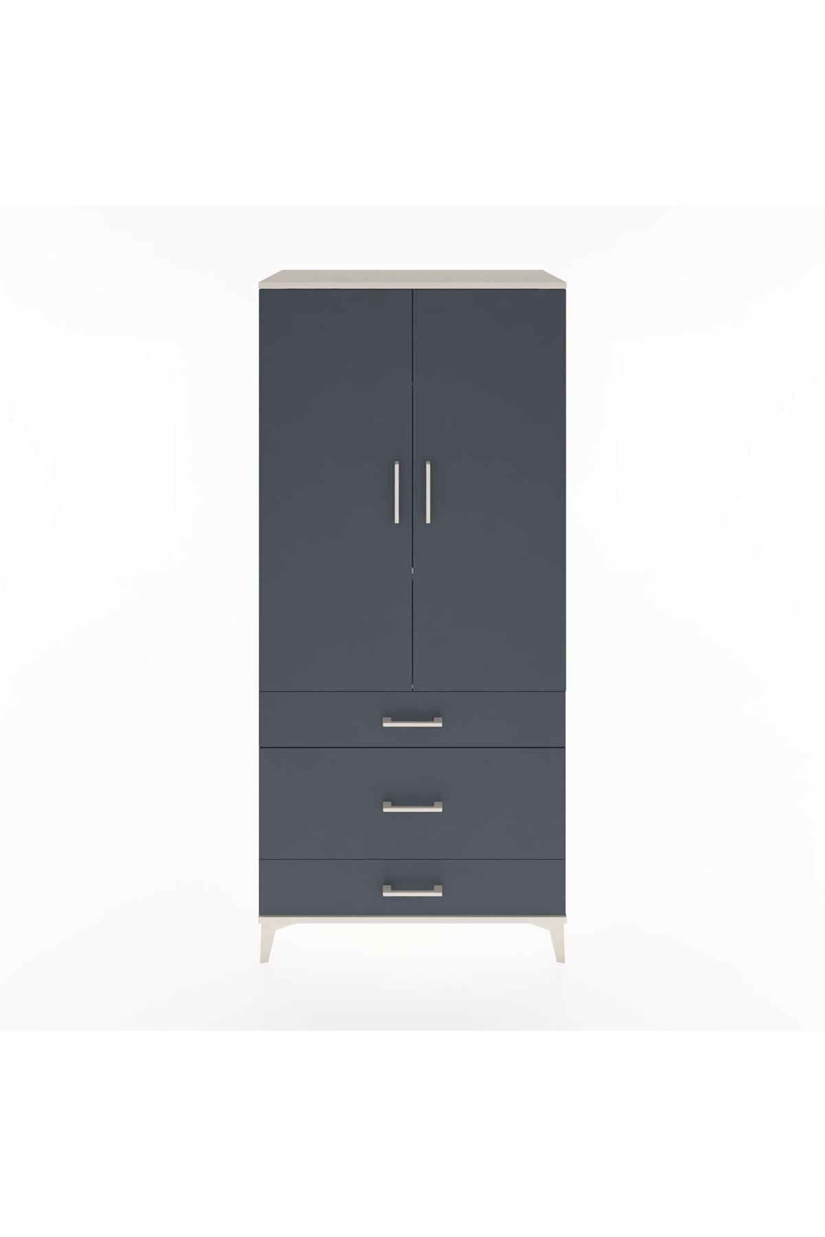 Hyperion Dolap 2 Raflı 3 Çekmeceli Tek Askılı 88x44x195 Aytaşı-Antrasit