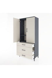 Hyperion Dolap 2 Raflı 3 Çekmeceli Tek Askılı 88x44x195 Antrasit-Aytaşı