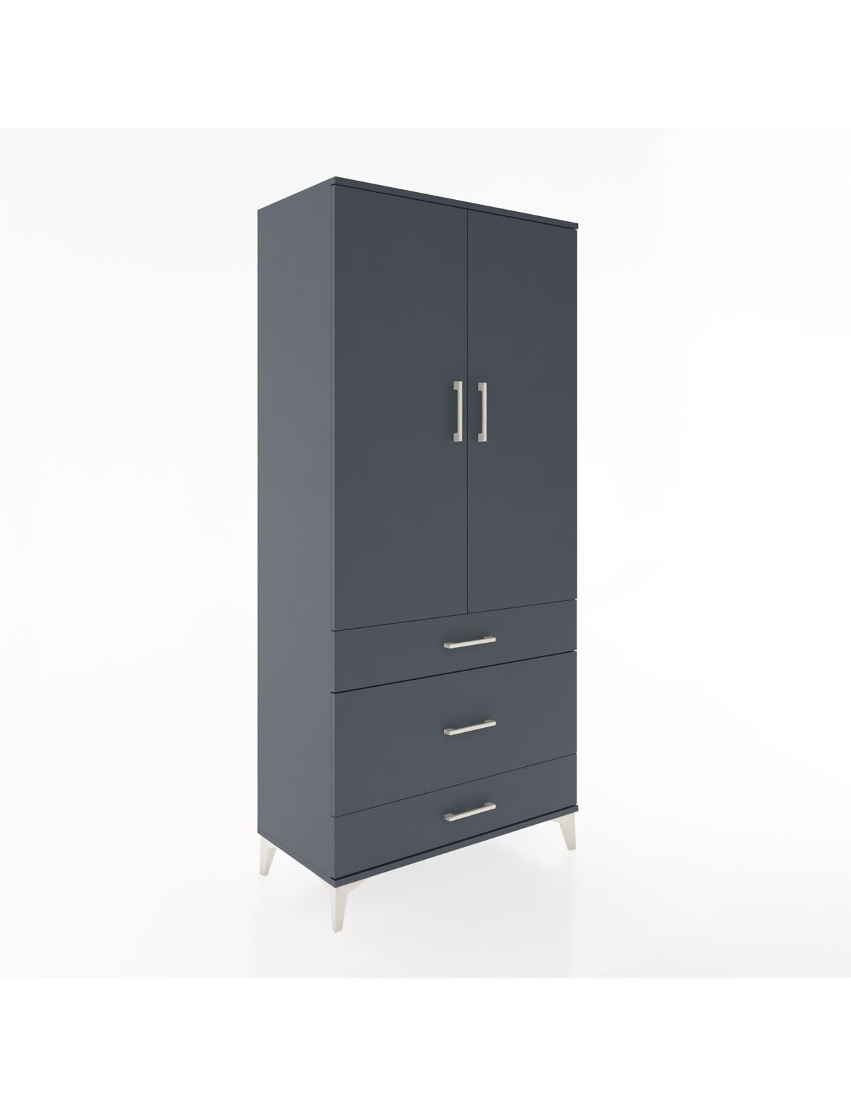 Hyperion Dolap 2 Raflı 3 Çekmeceli Tek Askılı 88x44x195 Antrasit-Antrasit