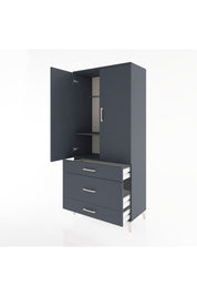 Hyperion Dolap 2 Raflı 3 Çekmeceli Tek Askılı 88x44x195 Antrasit-Antrasit