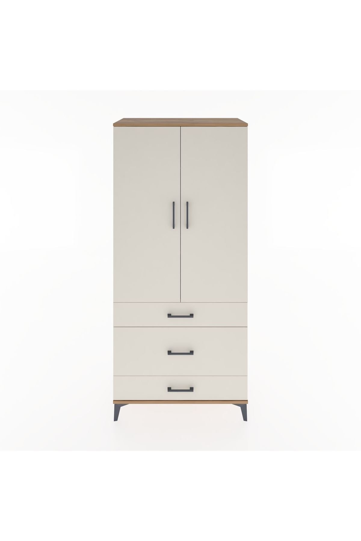 Hyperion Dolap 2 Raflı 3 Çekmeceli Tek Askılı 88x44x195 Çam-Aytaşı