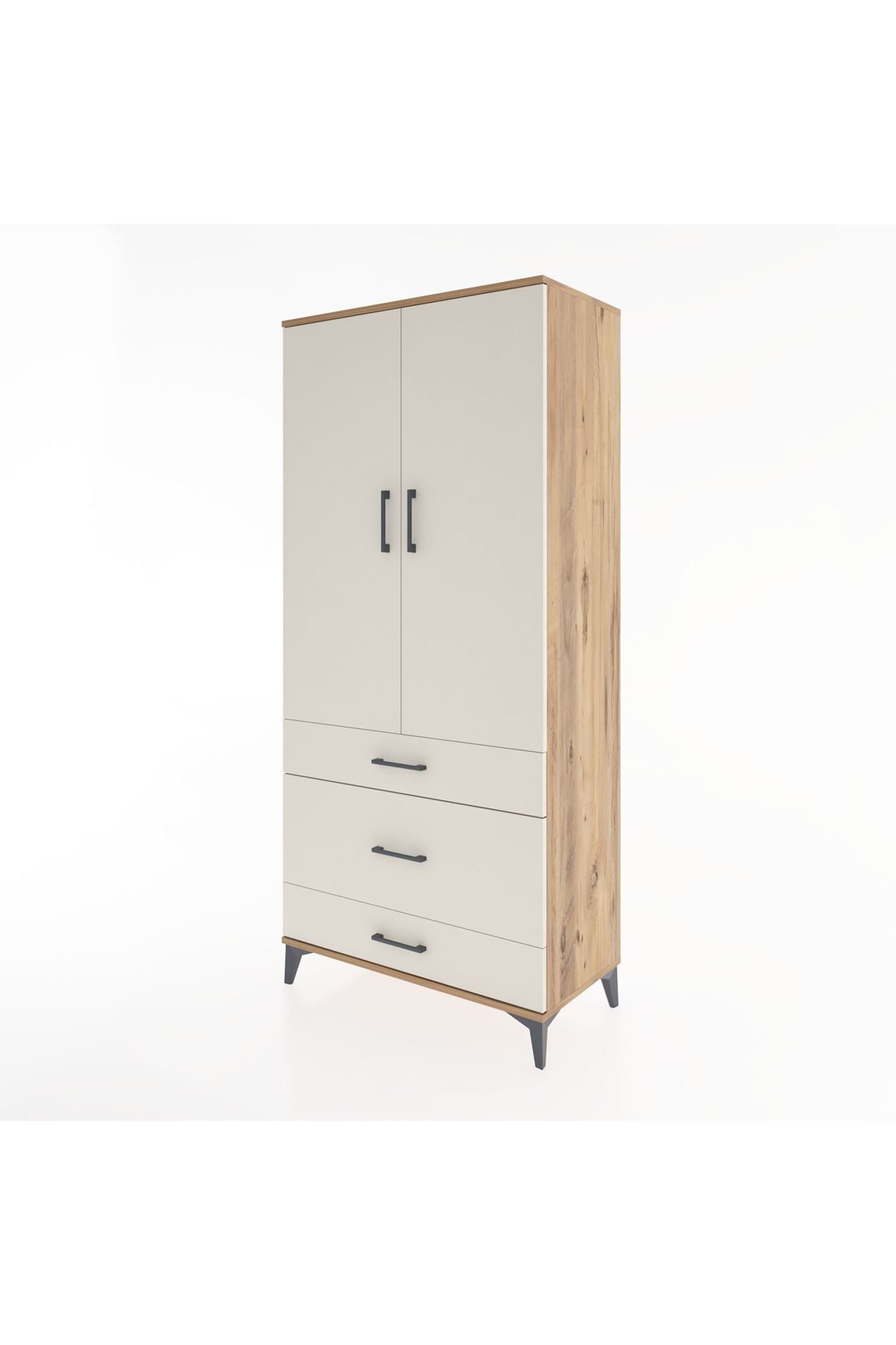 Hyperion Dolap 2 Raflı 3 Çekmeceli Tek Askılı 88x44x195 Çam-Aytaşı