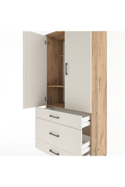 Hyperion Dolap 2 Raflı 3 Çekmeceli Tek Askılı 88x44x195 Çam-Aytaşı