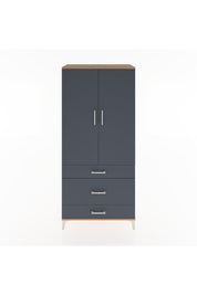 Hyperion Dolap 2 Raflı 3 Çekmeceli Tek Askılı 88x44x195 Çam-Antrasit