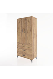 Hyperion Dolap 2 Raflı 3 Çekmeceli Tek Askılı 88x44x195 Çam-Çam