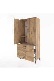 Hyperion Dolap 2 Raflı 3 Çekmeceli Tek Askılı 88x44x195 Çam-Çam