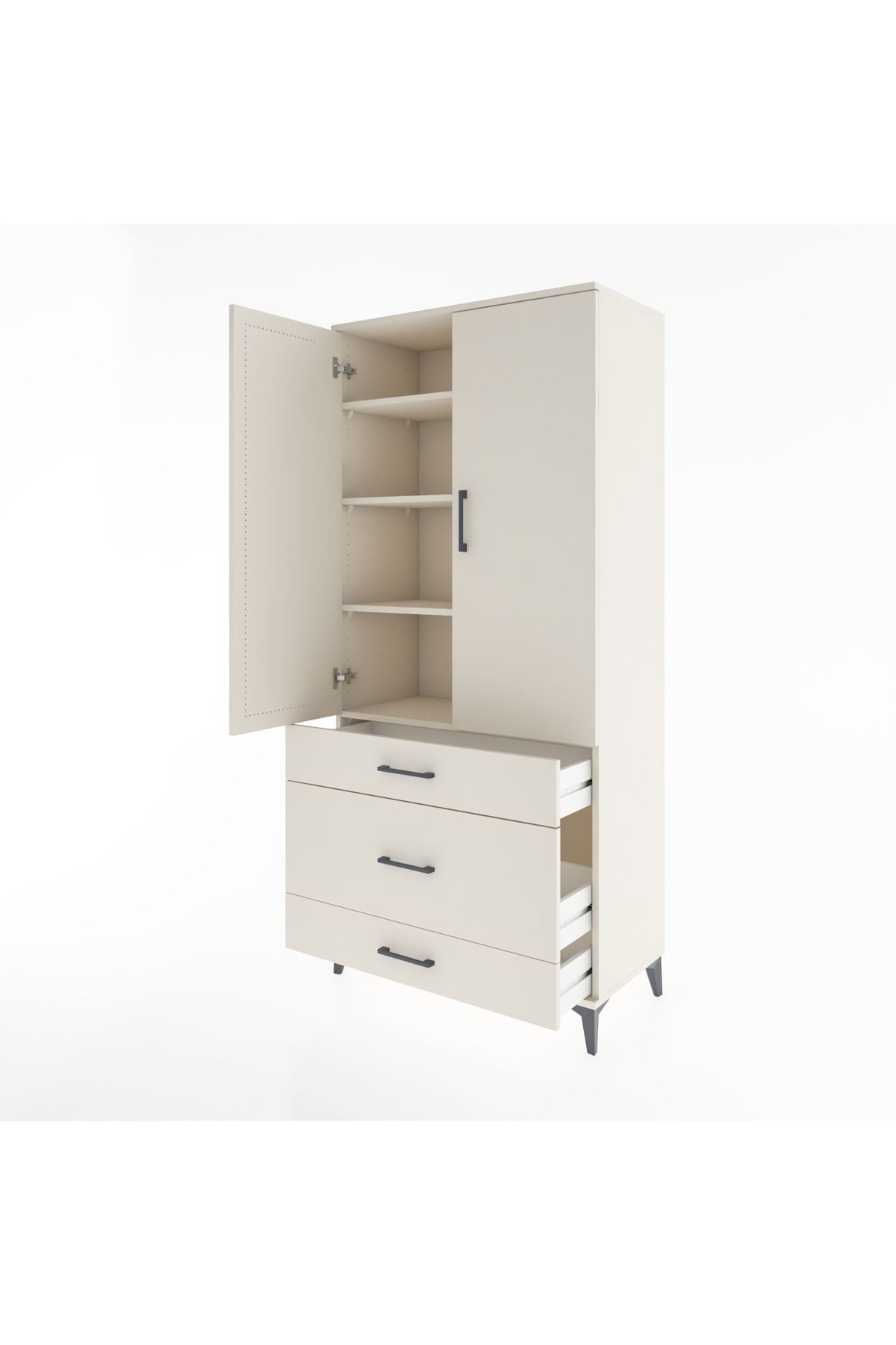 Hyperion Dolap 4 Raflı 3 Çekmeceli 2 Kapaklı 88x44x195 Aytaşı-Aytaşı