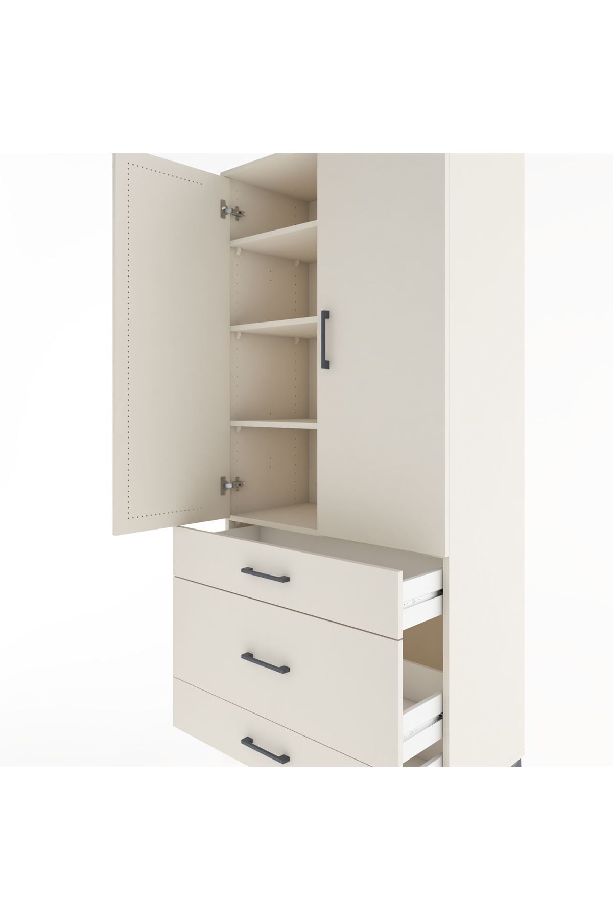 Hyperion Dolap 4 Raflı 3 Çekmeceli 2 Kapaklı 88x44x195 Aytaşı-Aytaşı