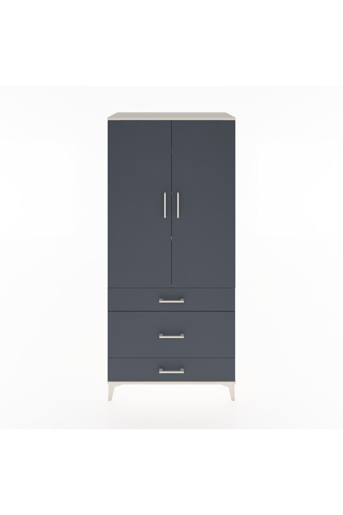 Hyperion Dolap 4 Raflı 3 Çekmeceli 2 Kapaklı 88x44x195 Aytaşı-Antrasit