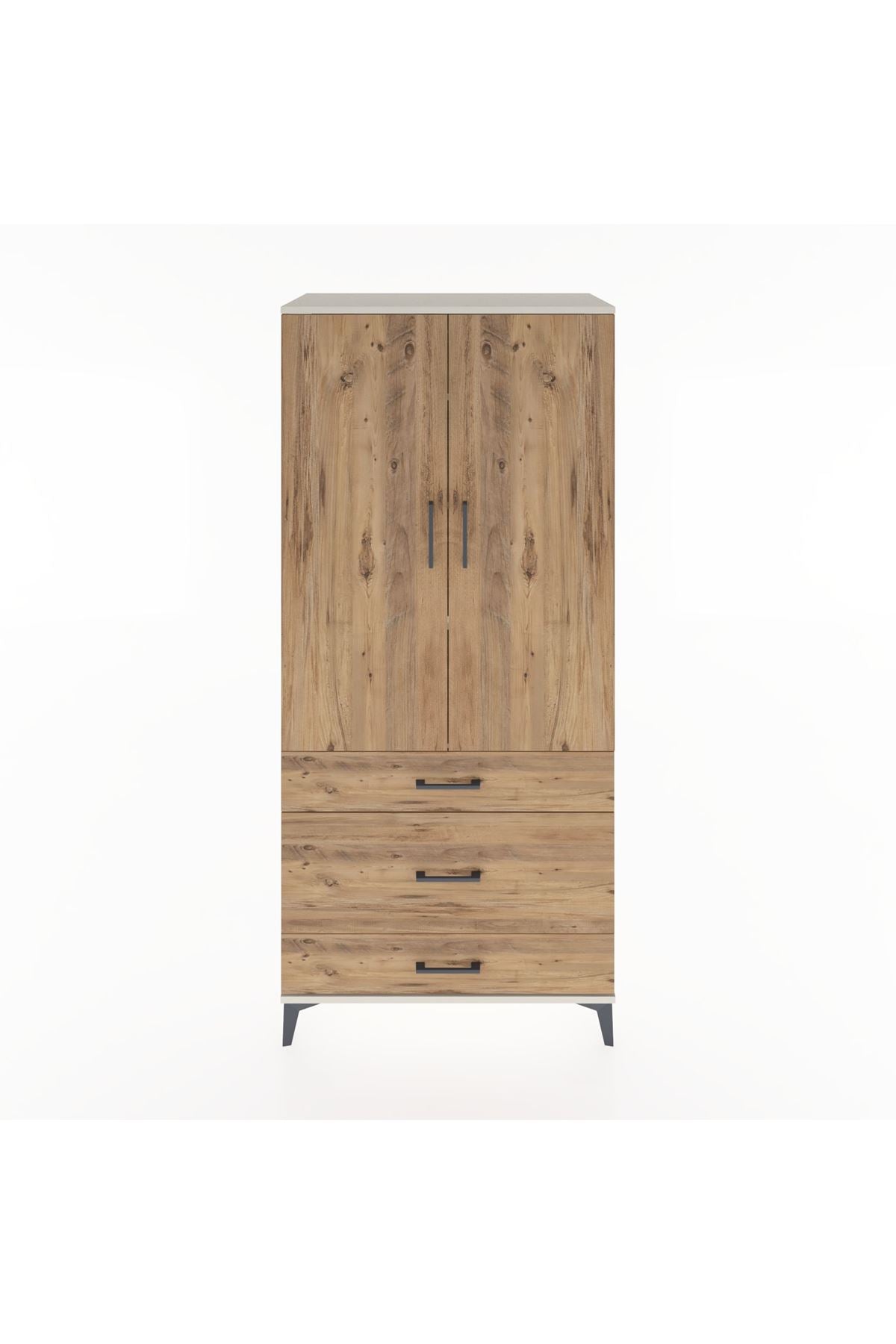 Hyperion Dolap 4 Raflı 3 Çekmeceli 2 Kapaklı 88x44x195 Aytaşı-Çam