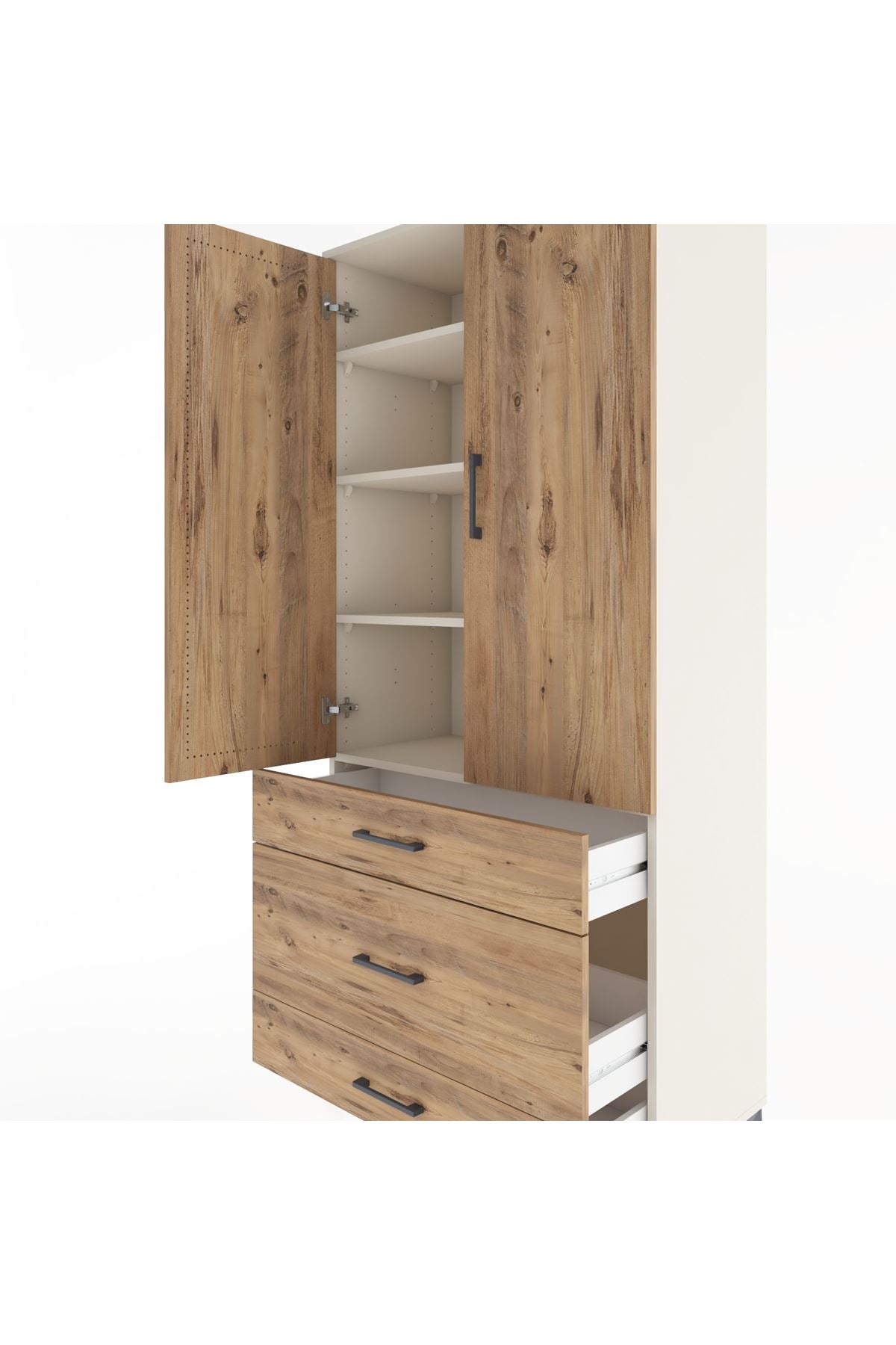 Hyperion Dolap 4 Raflı 3 Çekmeceli 2 Kapaklı 88x44x195 Aytaşı-Çam