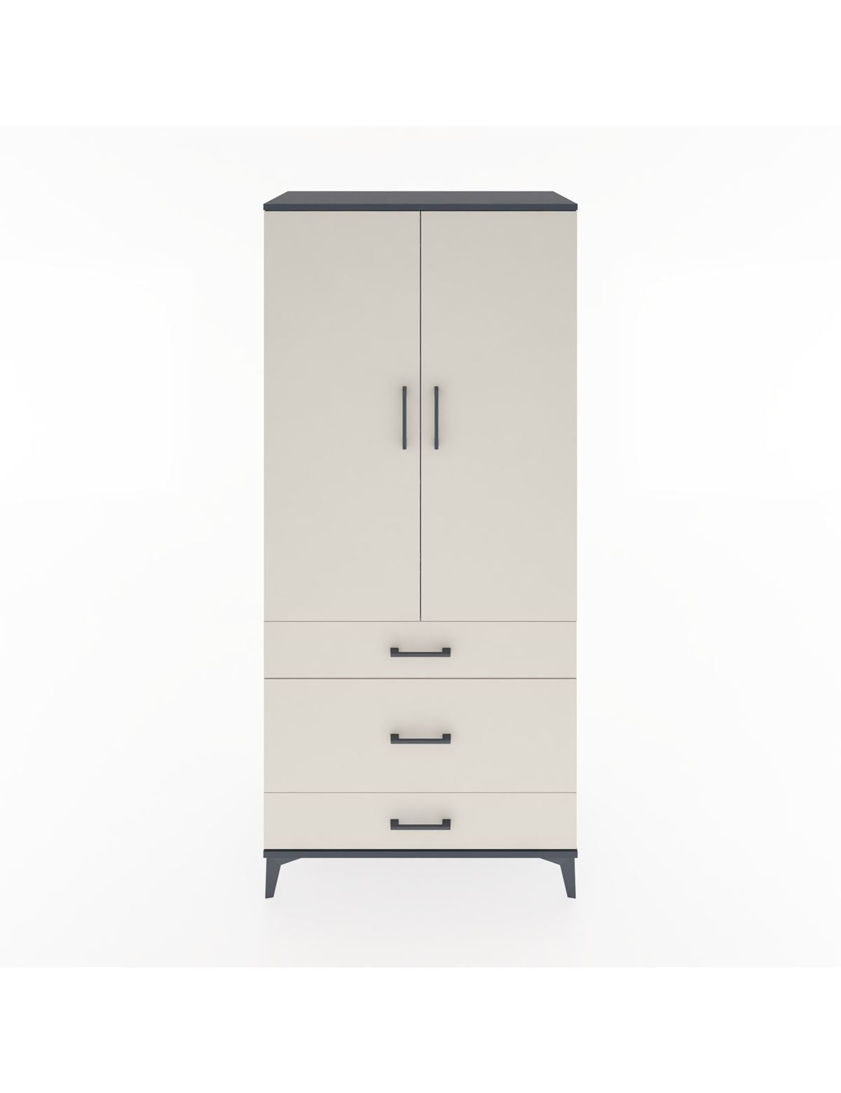 Hyperion Dolap 4 Raflı 3 Çekmeceli 2 Kapaklı 88x44x195 Antrasit-Aytaşı