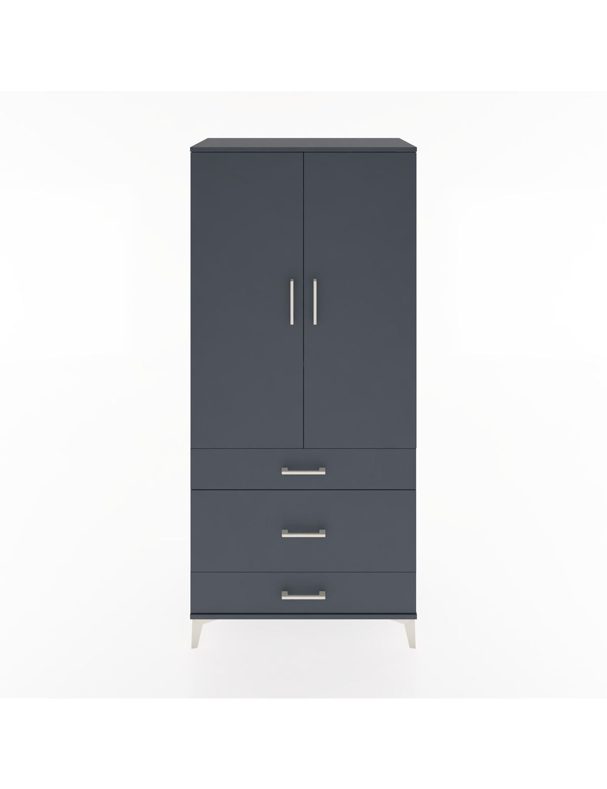 Hyperion Dolap 4 Raflı 3 Çekmeceli 2 Kapaklı 88x44x195 Antrasit-Antrasit