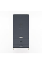 Hyperion Dolap 4 Raflı 3 Çekmeceli 2 Kapaklı 88x44x195 Antrasit-Antrasit