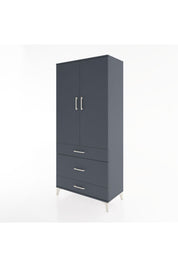 Hyperion Dolap 4 Raflı 3 Çekmeceli 2 Kapaklı 88x44x195 Antrasit-Antrasit