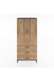 Hyperion Dolap 4 Raflı 3 Çekmeceli 2 Kapaklı 88x44x195 Antrasit-Çam