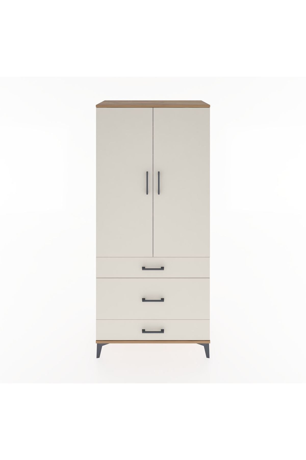 Hyperion Dolap 4 Raflı 3 Çekmeceli 2 Kapaklı 88x44x195 Çam-Aytaşı