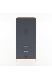 Hyperion Dolap 4 Raflı 3 Çekmeceli 2 Kapaklı 88x44x195 Çam-Antrasit